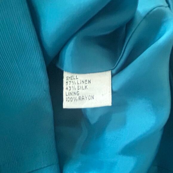 Talbots Collection Linen Silk Blue Lightweight Blazer Jacket Pockets Womens Sz 8 - Picture 9 of 9